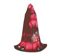 Romantico Camion Cuore Palloncino Mantello Con Cappuccio Per Adolescenti Strega Vampiro Cosplay Festa Halloween Natale Stampato Lungo Mantello