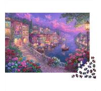Romantico Canal Town Puzzle 1000 Pezzi Idea Regalo Uomo Donna Romantico Canal Town at Night Giochi Educativo Sfida Regalo Intrattenimento Creativo Decorazione Casa 70x50cm