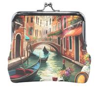 Romantico Canale Veneziano Personalizzato In Pelle Coin Pouch Donne Ragazza Fibbia Bacio Blocco Cambiare Sacchetto di Carta