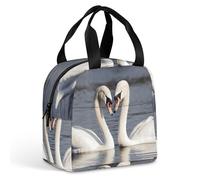 Romantico cigno bianco borsa termica per il pranzo per donne e uomini, a prova di perdite, antimacchia, riutilizzabile, borsa per il pranzo, per lavoro, viaggi, attività all'aperto