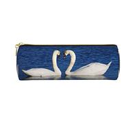 Romantico cigno bianco stampato astuccio in pelle portapenne astuccio per matite cosmetico borsa per trucco ufficio borsa portaoggetti per uomo donna, Cigno Bianco Romantico, Taglia unica