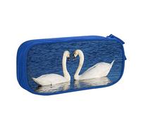 Romantico cigno bianco stampato matita sacchetto trucco portagioie scatola portatile portagioie da viaggio nero, Blu, Taglia unica, Astuccio portamatite