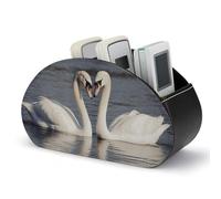 Romantico contenitore per telecomando a forma di cigno bianco con 5 scomparti, organizer in pelle per telecomando per tavolino, elegante porta accessori TV per soggiorno, camera da letto, ufficio