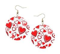 Romantico Cuore Rosso Cuoio Rotondo Orecchini Accessori Quotidiani Lavorare Al Lavoro Moda Donna, Misura unica, Pelle sintetica