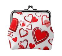 Romantico cuore rosso stampa compatto portamonete 11,5 x 10,5 cm carino mini portafoglio con chiusura bacio sacchetto impermeabile