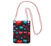 Romantico cuore rosso stampa Crossbody borsa del telefono per le donne uomini, tracolla regolabile borsa del telefono, per lo shopping di viaggio, rosa, Taglia unica