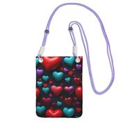 Romantico cuore rosso stampa Crossbody borsa del telefono per le donne uomini, tracolla regolabile borsa del telefono, per lo shopping di viaggio, Viola, Taglia unica