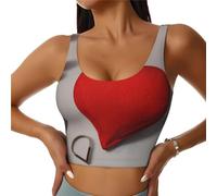 Romantico cuore rosso stampa gilet sportivo da donna leggero e traspirante allenamento fitness top moda, Nero , L Short