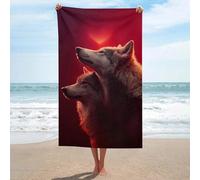 Romantico due lupi in piedi fianco a fianco telo mare in microfibra senza sabbia grandi asciugamani doccia multiuso assorbente per bagno piscina 130 x 80 cm