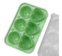 Romantico e divertente vassoio per ghiaccio in silicone a forma di cuore rosa viene fornito con coperchio a imbuto per fare rapidamente il ghiaccio (verde chiaro)