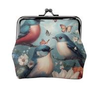 Romantico Fancy Birds farfalla stampa elegante unico portamonete carino mini portafoglio con chiusura a bacio impermeabile per monete