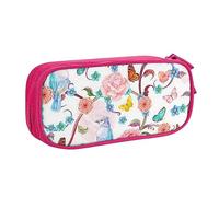 Romantico fantasia floreale uccelli farfalla astuccio portapenne con cerniera, blu grande capacità matita scatola per scuola, ufficio e viaggi, rosa, Taglia unica, Organizer per borse