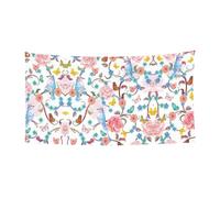 Romantico fantasia floreale uccelli farfalla stampa Holloween festivo banner decorazioni, cartello per celebrazioni, facile da appendere con corde, 1 confezione