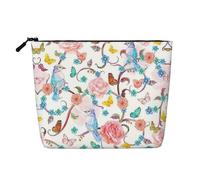 Romantico fantasia floreale uccelli farfalla una borsa versatile da viaggio, ideale per routine quotidiane e viaggi di lavoro, Nero , Taglia unica, Beauty case