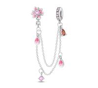 Romantico Fascino Catena di Sicurezza Margherita, Fascino per Braccialetto, Compatibile con Collana Braccialetto Pandora