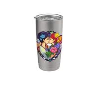 Romantico Floreale Coppia Bacio Graphic Art Bicchiere termico in acciaio inox doppia parete