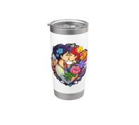 Romantico Floreale Coppia Bacio Graphic Art Bicchiere termico in acciaio inox doppia parete