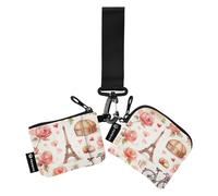 Romantico Francese Torre Rosa Donne Cassa di Carta di Credito Portamonete Grande Capacità Portamonete Borsa Portafoglio con Cinturino Da Polso per Le Donne 2 Pz monedero para tarjetas de credito