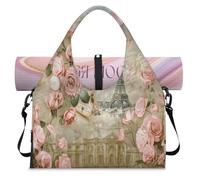 Romantico Francia Cartolina Sport Duffle Bag con scomparto per scarpe Weekend Pernottamento Borse Tote Cabina Bagaglio per Palestra Yoga Viaggio, Colore, L, Borsone da viaggio