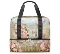 Romantico Francia Cartolina Sport Duffle Bag per Donne Uomini Kirls Ragazzi Ragazze 21 L Weekend Pernottamento Borse Bagnato Separato Tote Bag per Viaggi Palestra Yoga, Colore, Grande, Organizer per