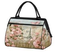 Romantico Francia Cartolina Viaggio Duffle Bag per Donne Uomini Bambini Ragazzi Ragazze Weekend Pernottamento Borse 24 L Holdall Tote Cabin Bag per Sport Palestra Yoga, Colore, Grande, Organizer per