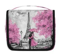 Romantico Francia Torre di Parigi Eiffel Borsa da toilette da viaggio per donne uomini bambini ragazzi ragazze sacchetto di lavaggio appeso articoli da toeletta cosmetici organizzatore trucco, Colore,