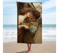 Romantico giovane coppia che si bacia rustico ferroviario carrozza telo mare asciugamano da spiaggia in microfibra senza sabbia grandi asciugamani doccia multiuso assorbente per bagno piscina 130 x 80