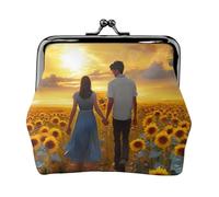 Romantico girasoli stampa squisita versatile bacio serratura portamonete carino piccolo portafoglio con cerniera per monete carte