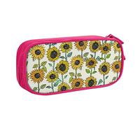 Romantico girasoli stampato matita sacchetto trucco portagioie scatola portatile portagioie da viaggio nero, rosa, Taglia unica, Astuccio portamatite