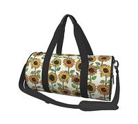 Romantico girasoli stampato rotondo borsone da viaggio borsa da palestra fitness borsa da allenamento, nero, taglia unica, Nero , Taglia unica