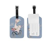 Romantico lama alpaca con ghirlanda floreale Etichette per bagagli da viaggio Etichetta per bagaglio in pelle 1 pezzo