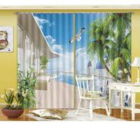 Romantico Mare D'amore 3D Tenda Bloccare Foto Stampa Tendaggio Drappo Tessuto Fi