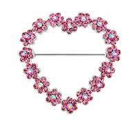 Bling Jewelry Romantico Matrimonio Vacanze Rosa Cristallo Scintillante Moda Sposa Grande Dichiarazione Aperta Cuori A Forma Spilla Pin per Donne Lega Placcata in Rodio