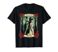 Romantico Mostro Gli Amanti Gothic Halloween Coppia Opera d'Arte Maglietta