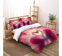 Romantico.o. Cigno Copriletto 3D Stampa selvaggio Animalii uccelli Biancheria Da Letto Morbida Microfibra Chiusura A Zip Per Bambini/Ragazzi Con 2 Federe King(220x240cm)