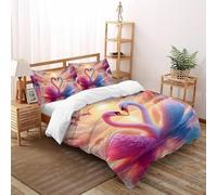 Romantico.o. Cigno Copriletto 3D Stampa selvaggio Animalii uccelli Set Di Biancheria Morbida Microfibra Chiusura A Cerniera Per Bambini/Ragazzi 3 Pezzi Double(200x200cm)