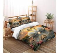 Romantico.o. Cigno Copriletto 3D Stampa selvaggio Animalii uccelli Set Di Biancheria Morbida Microfibra Chiusura A Cerniera Per Bambini/Ragazzi Con 2 Federe Super King(260x220cm)