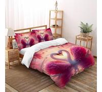 Romantico.o. Cigno Copriletto Stampa 3D selvaggio Animalii uccelli Set Di Biancheria Microfibra Leggera Chiusura A Cerniera Per Bambini/Ragazzi 3 Pezzi Double(200x200cm)
