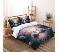 Romantico.o. Cigno Copripiumino 3D Stampa selvaggio Animalii uccelli Biancheria Da Letto Microfibra Leggera Chiusura A Cerniera Per Bambini/Ragazzi 3 Pezzi Double(200x200cm)
