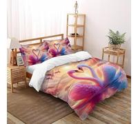 Romantico.o. Cigno Copripiumino 3D Stampa selvaggio Animalii uccelli Set Di Biancheria Microfibra Leggera Chiusura A Cerniera Per Bambini/Ragazzi 3 Pezzi King（220x240cm）