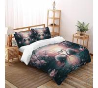 Romantico.o. Cigno Copripiumino 3D Stampa selvaggio Animalii uccelli Set Di Biancheria Morbida Microfibra Chiusura A Zip Per Bambini/Ragazzi Con 2 Federe King（220x240cm）