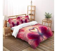 Romantico.o. Cigno Copripiumino Stampa 3D selvaggio Animalii uccelli Biancheria Da Letto Morbida Microfibra Chiusura A Zip Per Bambini/Ragazzi 3 Pezzi Super King(260x220cm)