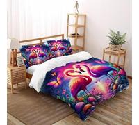 Romantico.o. Flamingo Copriletto 3D Stampa selvaggio Animalii uccelli Set Di Biancheria Microfibra Leggera Chiusura A Cerniera Per Bambini/Ragazzi Con 2 Federe Super King(260x220cm)