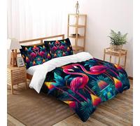 Romantico.o. Flamingo Copriletto 3D Stampa selvaggio Animalii uccelli Set Di Biancheria Morbida Microfibra Chiusura A Zip Per Bambini/Ragazzi 3 Pezzi King(220x240cm)