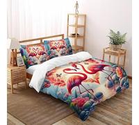 Romantico.o. Flamingo Copriletto Stampa 3D selvaggio Animalii uccelli Biancheria Da Letto Microfibra Leggera Chiusura A Cerniera Per Bambini/Ragazzi 3 Pezzi Super King(260x220cm)