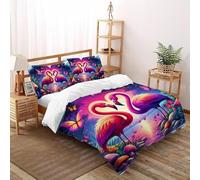 Romantico.o. Flamingo Copripiumino 3D Stampa selvaggio Animalii uccelli Biancheria Da Letto Morbida Microfibra Chiusura A Zip Per Bambini/Ragazzi 3 Pezzi Double(200x200cm)