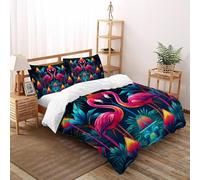 Romantico.o. Flamingo Copripiumino 3D Stampa selvaggio Animalii uccelli Biancheria Da Letto Morbida Microfibra Chiusura A Zip Per Bambini/Ragazzi Con 2 Federe Double(200x200cm)