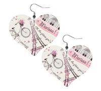Romantico Parigi Farfalla Orecchini in Pelle a Forma di Cuore Moda Donna Matrimonio Danze Accessori da, Misura unica, Pelle sintetica