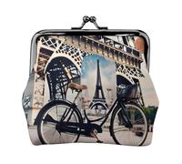 Romantico Parigi Torre Eiffel Bycicle Stampato Microfibra PU Portafoglio Kiss Lock Mini Pouch per Rossetto Key Change Organizzazione