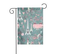 Romantico Parigi Torre Eiffel Stampa Bicicletta Bandiera Esterna Banner Decorazioni 30,5 x 45,7 cm, Decorazioni Cortile Regali Per La Decorazione Della Casa Forniture Per Il Partito